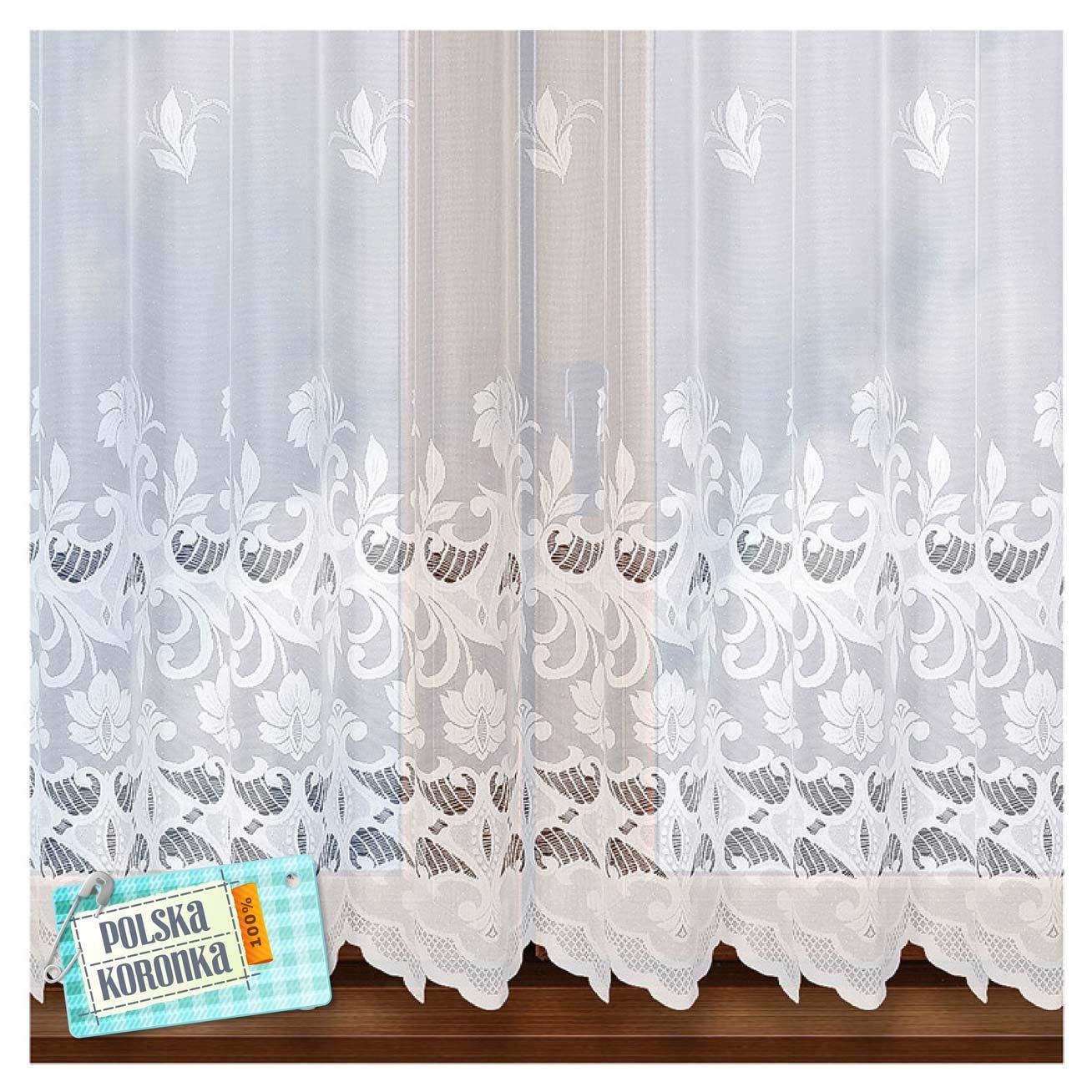 Gotowa Firana Żakardowa na Taśmie Smok 180x400cm – Biała (25612)