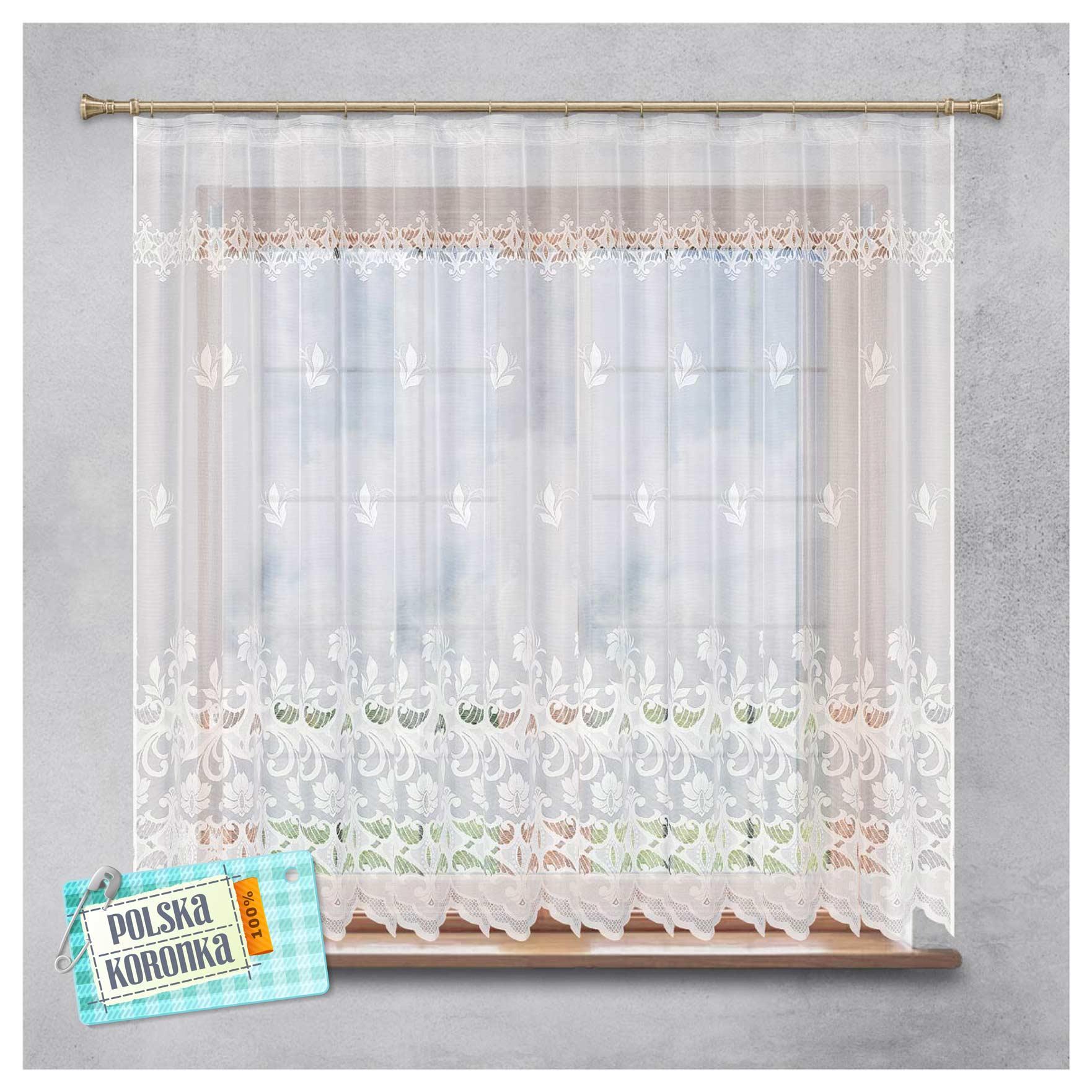 Gotowa Firana Żakardowa na Taśmie Smok 180x400cm – Biała (25612)