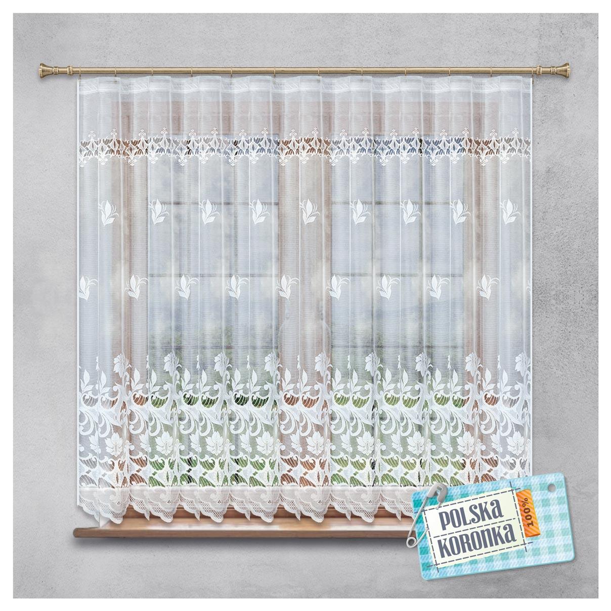 Gotowa Firana Żakardowa na Taśmie Smok 180x300cm – Biała