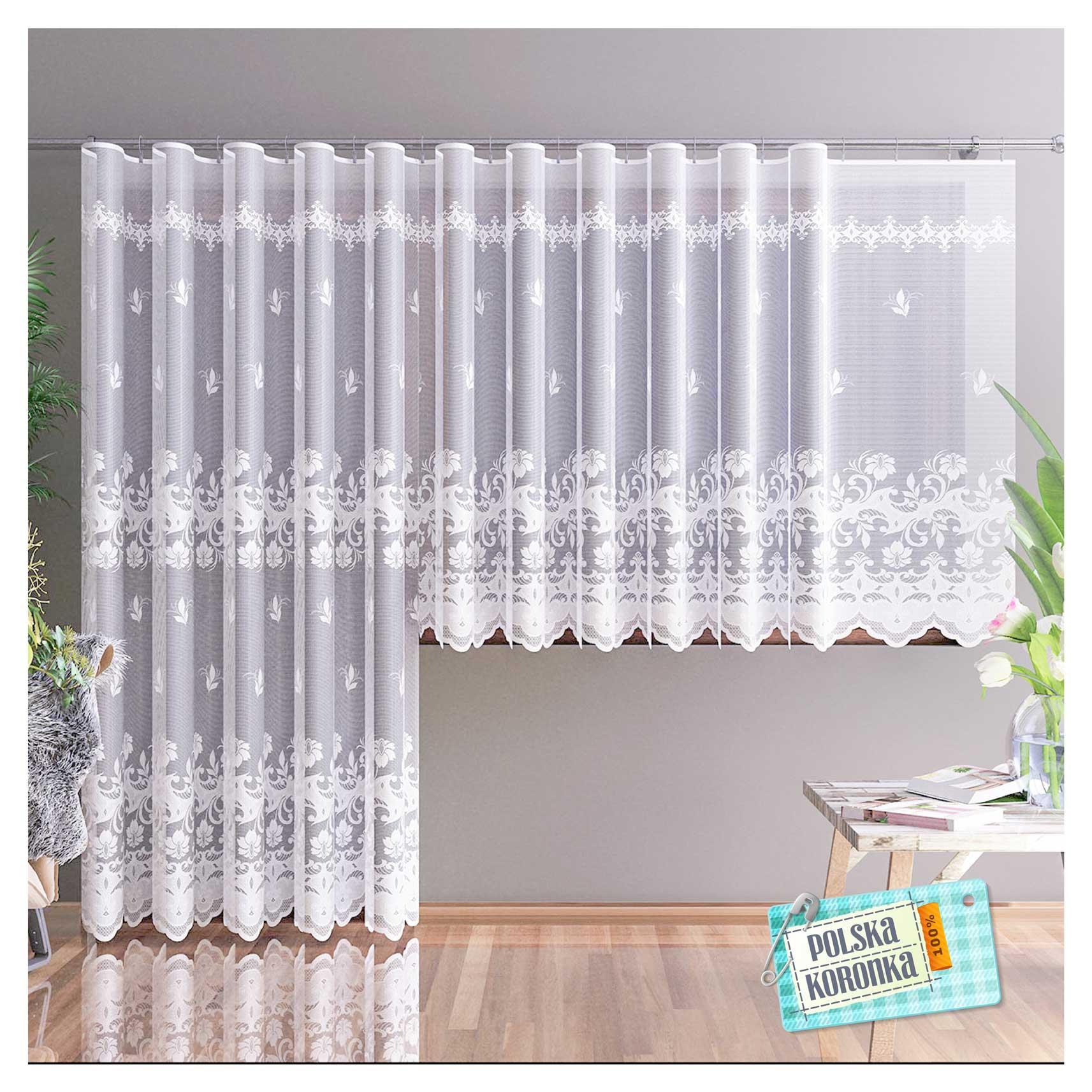 Gotowa Firana Żakardowa na Taśmie "Smok" 250x300cm – Biała (25611)