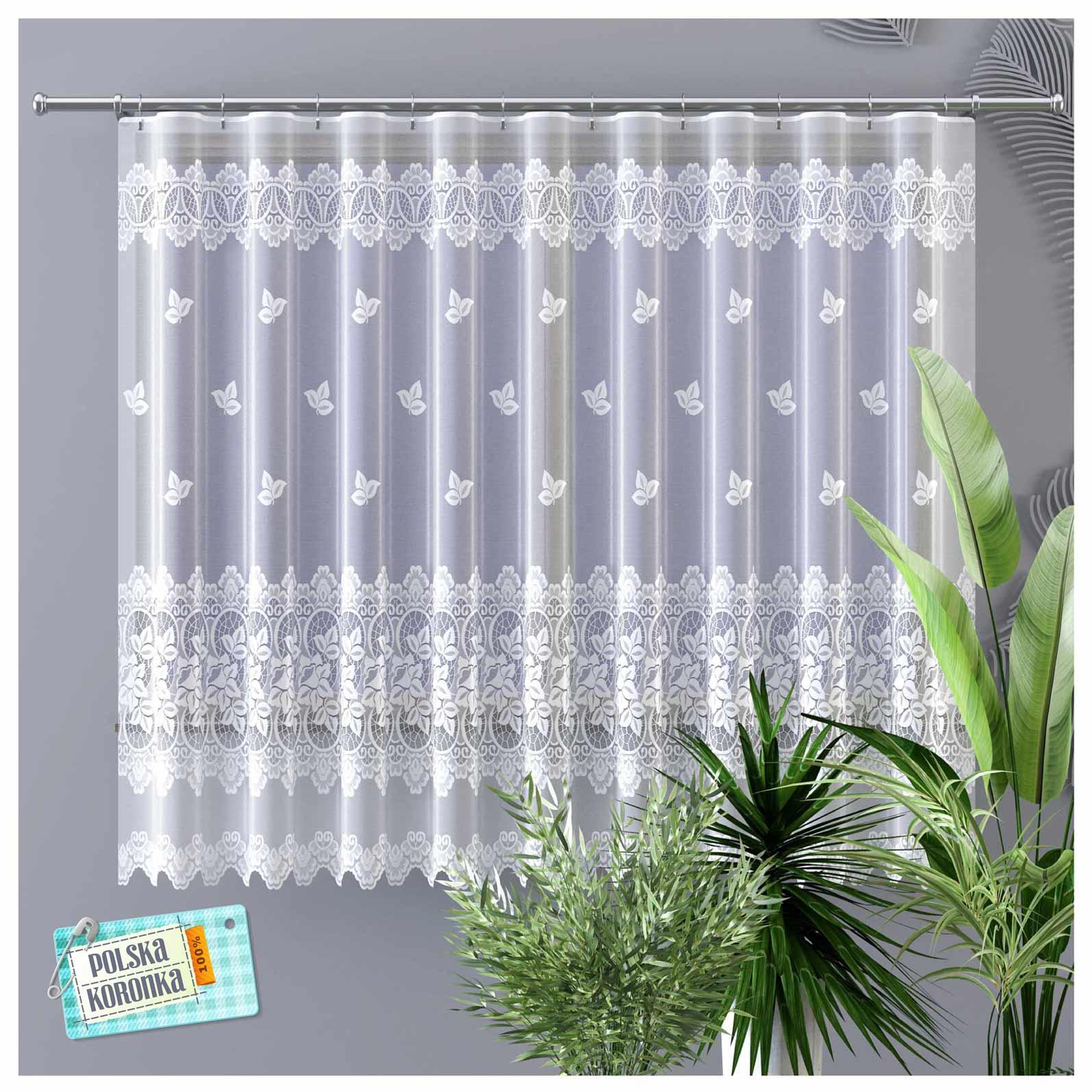 Gotowa Firana Żakardowa na Taśmie "Smok" 180x400cm – Biała