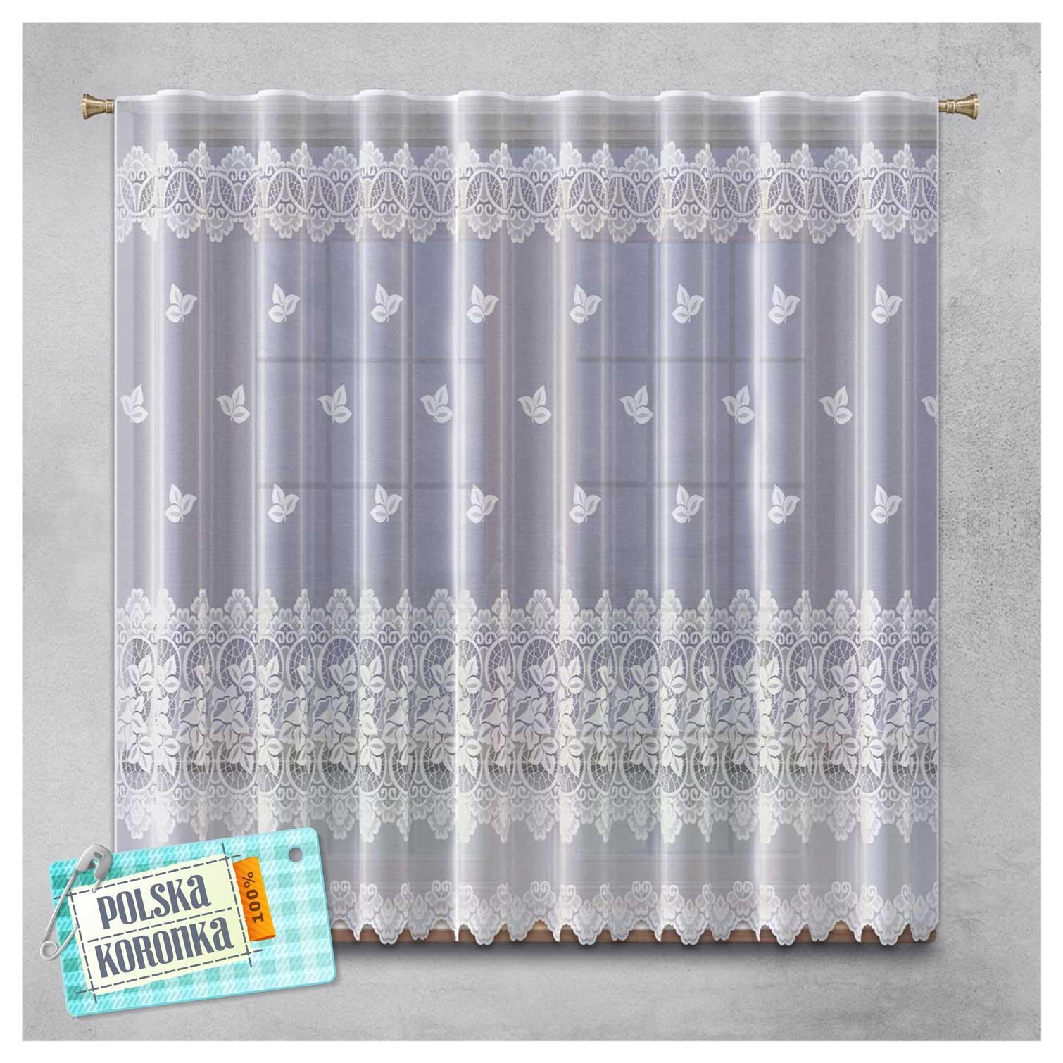 Gotowa Firana Żakardowa na Taśmie "Smok" 180x400cm – Biała
