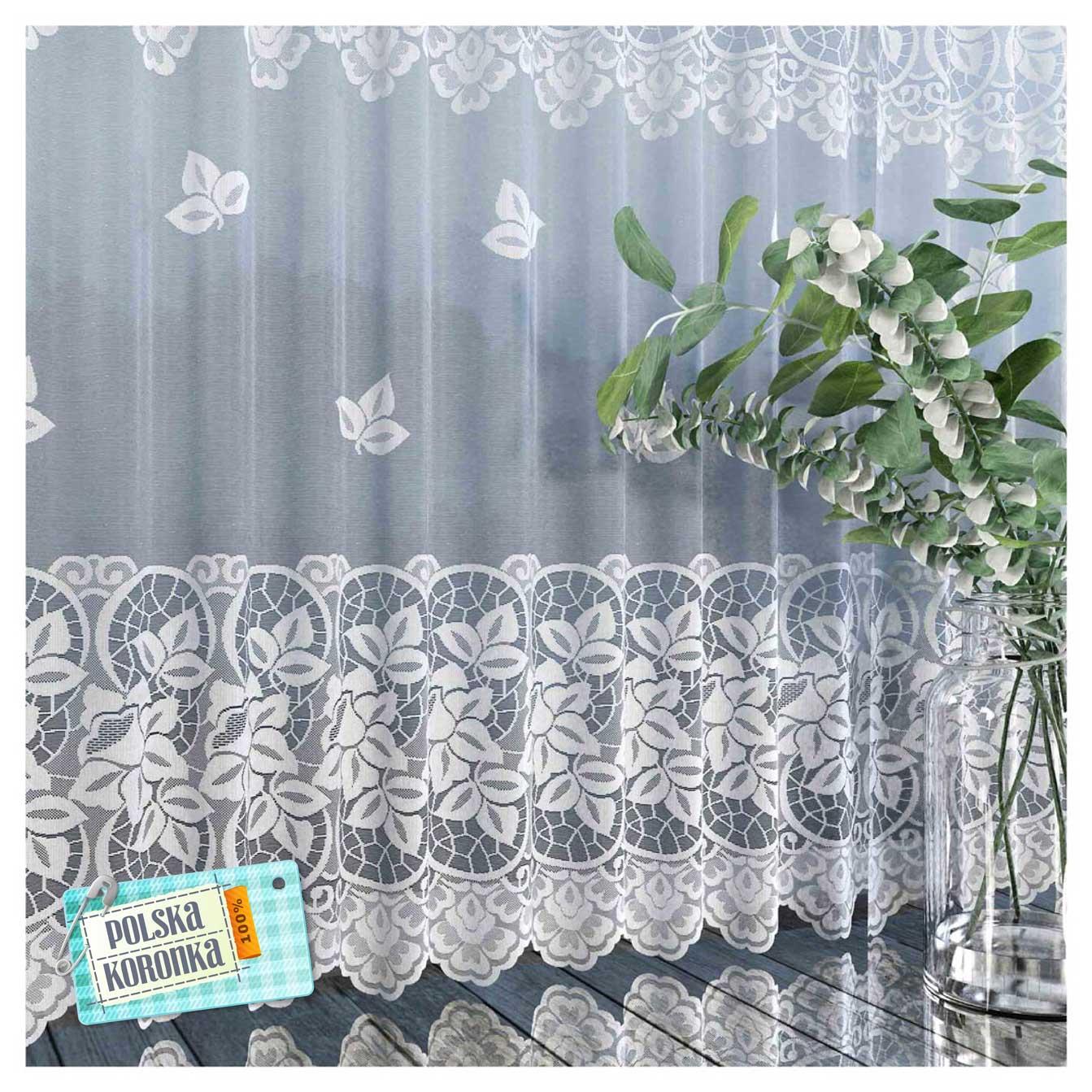 Gotowa Firana Żakardowa na Taśmie "Smok" 250x300cm – Biała