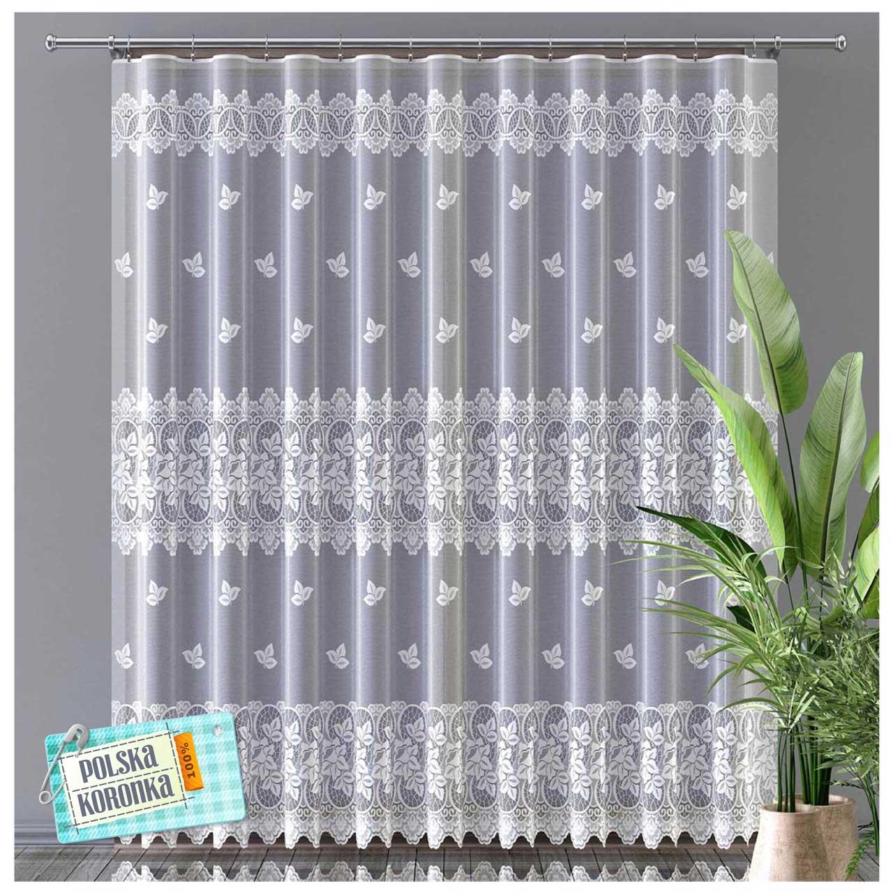 Gotowa Firana Żakardowa na Taśmie "Smok" 250x300cm – Biała