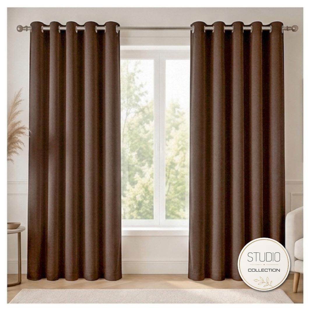 Zasłona Velvet na Przelotkach 140 × 245 cm – Brązowa